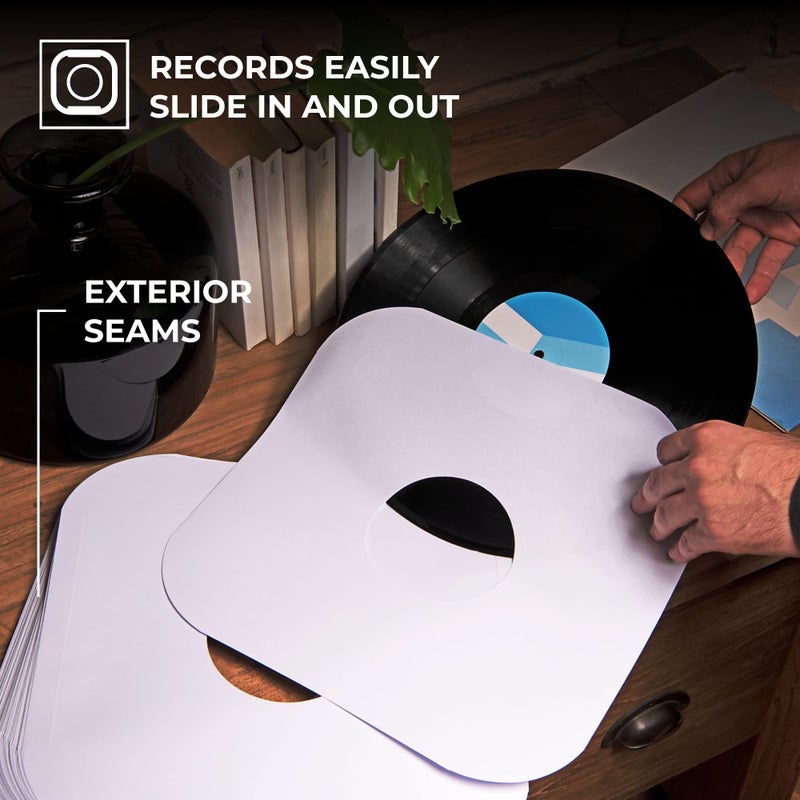 Big Fudge 12" Vinyl Record Sleeves- Inner Sleeves 100 Pack - Heavyweight Acid Free Paper Vinyl Covers - Accessories Protect LP Albums from Dust, Dirt & Scratches - Image 3